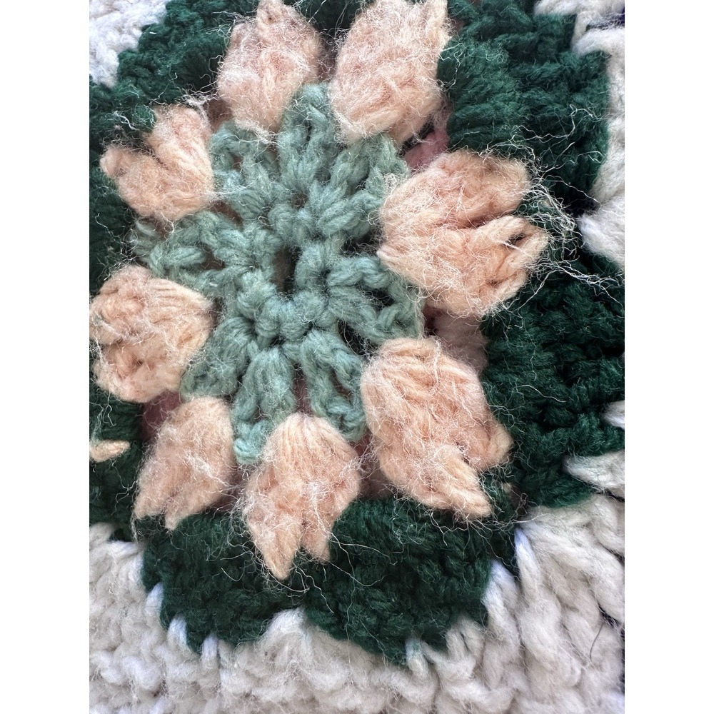 VTG Handmade Granny Square Crochet Afghan Throw Floral Lap Blanket 54x44 Boho - Picture 9 of 12